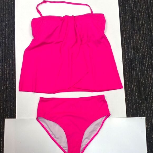 Tempt Me Two Piece Hot Pink Women's High Waist Bottom sz M - Picture 2 of 13